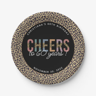 Custom Modern 60th Birthday Party Leopard Print Paper Plates