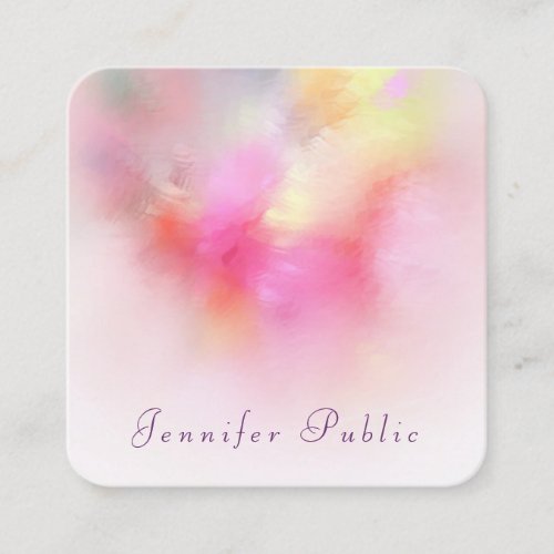 Custom Modern Abstract Art Colorful Elegant Square Business Card