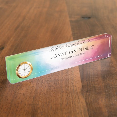 Custom Modern Abstract Art Colorful Red Green Desk Name Plate