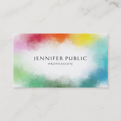 Custom Modern Abstract Art Elegant Rainbow Colors Business Card