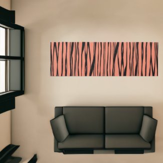 Custom Modern Abstract Black Line Art Salmon