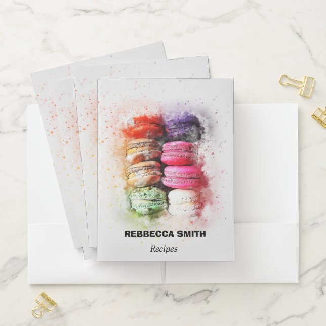 Custom Modern Abstract Macaron Name Recipes   Pocket Folder (In Situ)