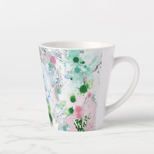 Custom Modern Abstract Pink Blue Green White Latte Mug