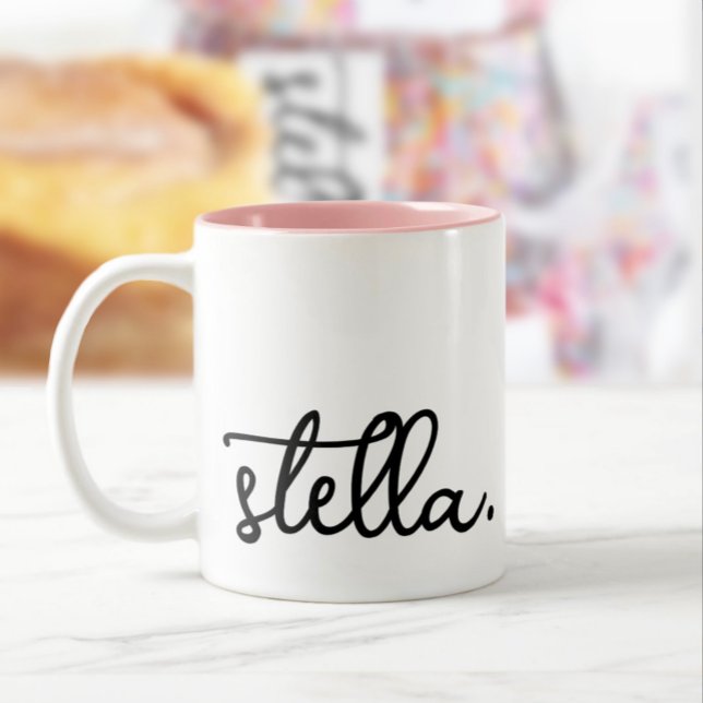 Custom Modern Add Your Brand Name Typography Two-Tone Coffee Mug (Creator Uploaded)