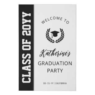 Custom Modern and Bold Grad Party Welcome Faux Canvas Print