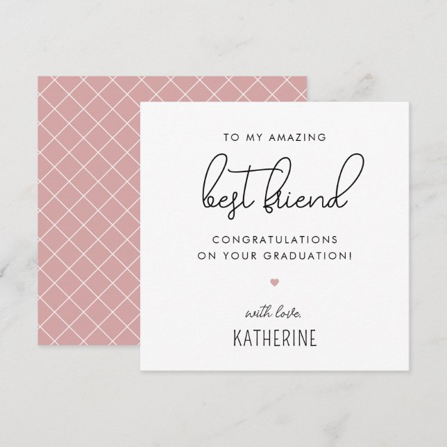 Custom Modern and Cute Best Friend Graduation Card (Front/Back)