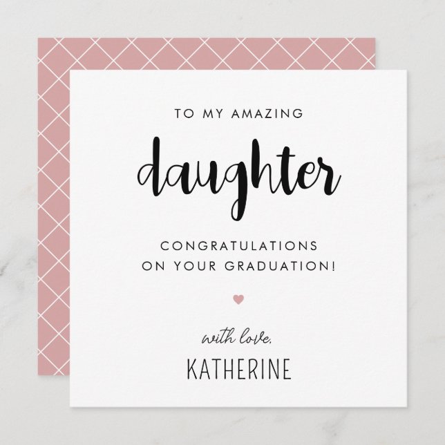 Custom Modern and Cute Daughter Graduation Card (Front/Back)