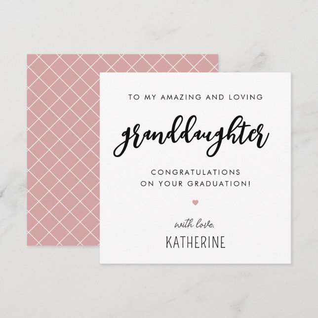 Custom Modern and Cute Granddaughter Graduation Card (Front/Back)