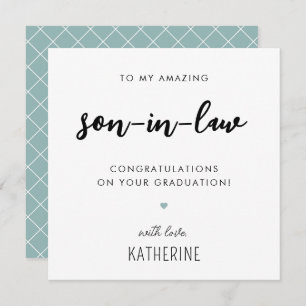Custom Modern and Cute Son in Law Graduation Card