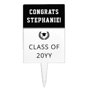 Custom Modern and Minimalist Graduation Party Cake Topper
