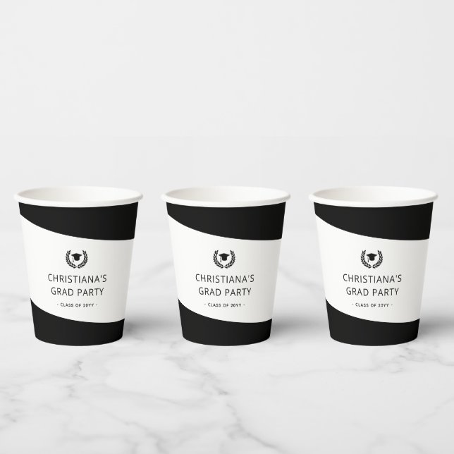 Custom Modern and Minimalist Graduation Party Paper Cups (Multi)