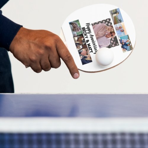 Custom Modern Anniversary 7 Photo Collage  Ping Pong Paddle