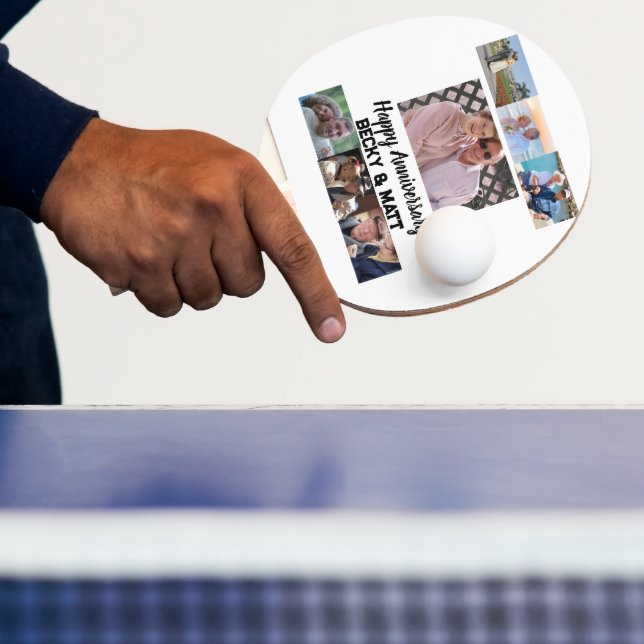 Custom Modern Anniversary 7 Photo Collage  Ping Pong Paddle (Insitu)