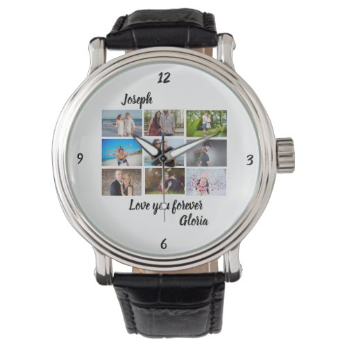  Custom modern Anniversary 9 Photo Collage Watch