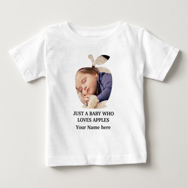 Custom modern apple fruit photo template baby T-Shirt (Front)