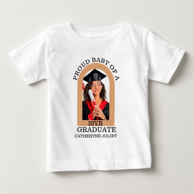 Custom Modern Arch Photo proud baby graduation Baby T-Shirt (Front)
