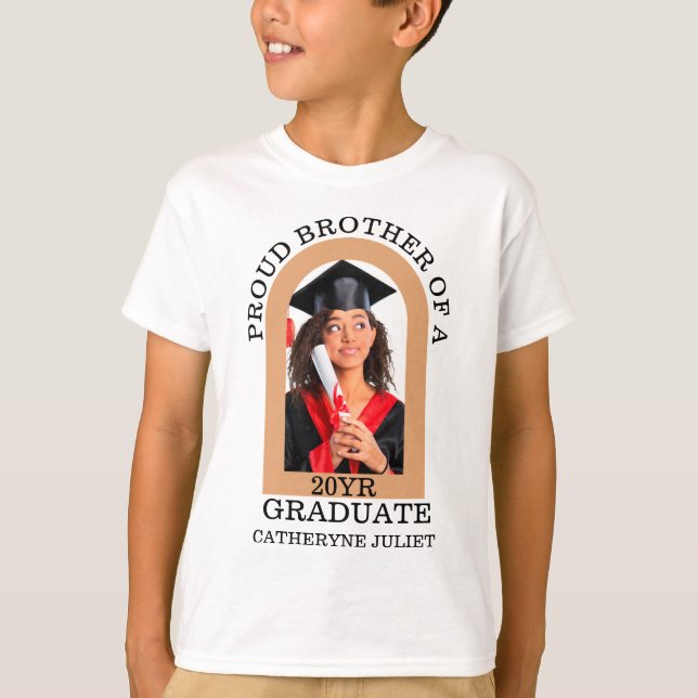 Custom Modern Arch Photo proud brother graduation T-Shirt (Front)