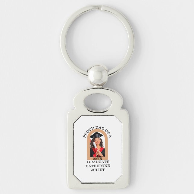 Custom Modern Arch Photo proud dad graduation Keychain (Front)