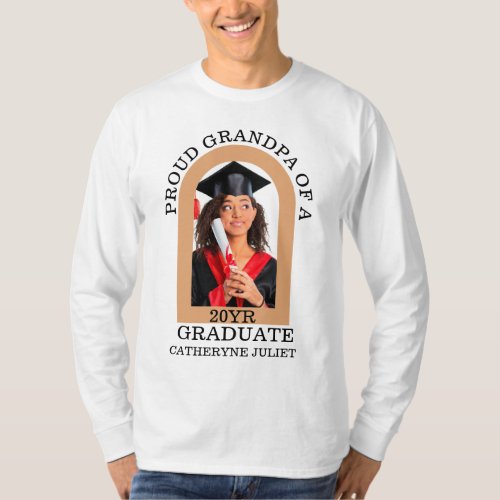 Custom Modern Arch Photo proud grandpa graduation T_Shirt