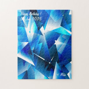 Custom Modern Artistic Colorful Abstract Blue Jigsaw Puzzle