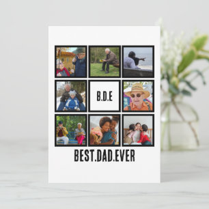 Custom Modern BDE Best Dad Ever 8 Photo Collage Holiday Card