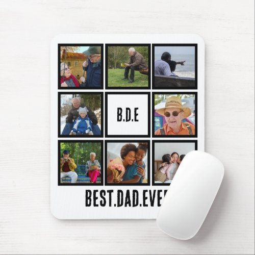 Custom Modern BDE Best Dad Ever 8 Photo Collage Mouse Pad