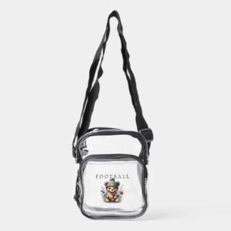 Custom Modern Bear Football Clear Crossbody Bag