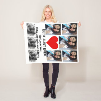 Custom Modern Best Aunt Ever 8 Photo Collage Fleece Blanket