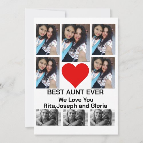 Custom Modern Best Aunt Ever 8 Photo Collage  Holiday Card