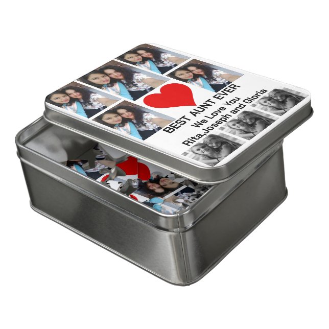 Custom Modern Best Aunt Ever 8 Photo Collage  Jigsaw Puzzle (Lid Open)