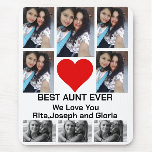 Custom Modern Best Aunt Ever 8 Photo Collage  Mouse Pad