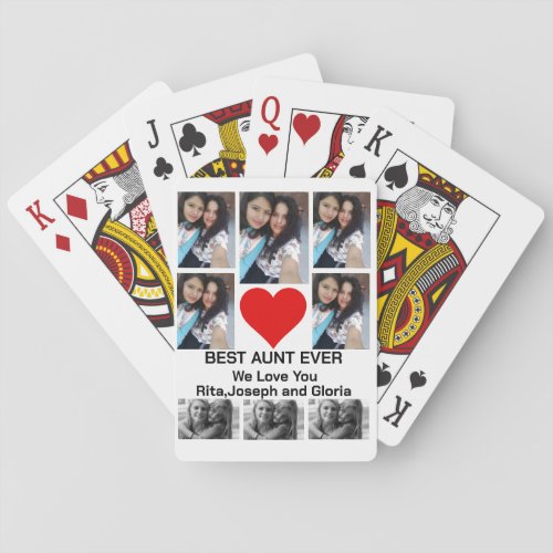 Custom Modern Best Aunt Ever 8 Photo Collage  Playing Cards