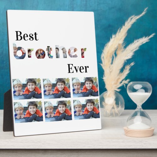 Custom Modern Best Brother Ever 13 Photo Collage Plaque