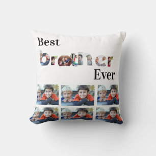 Custom Modern Best Brother Ever 13 Photo Collage Throw Pillow