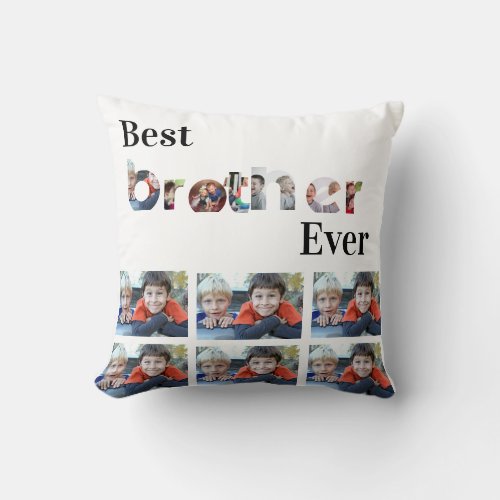 Custom Modern Best Brother Ever 13 Photo Collage Throw Pillow