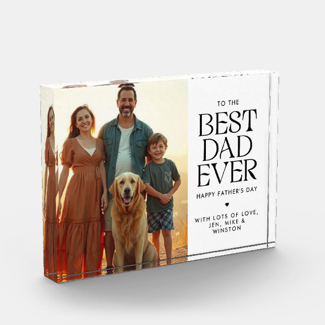 Custom Modern Best Dad Ever Father's Day Photo Block (Left)