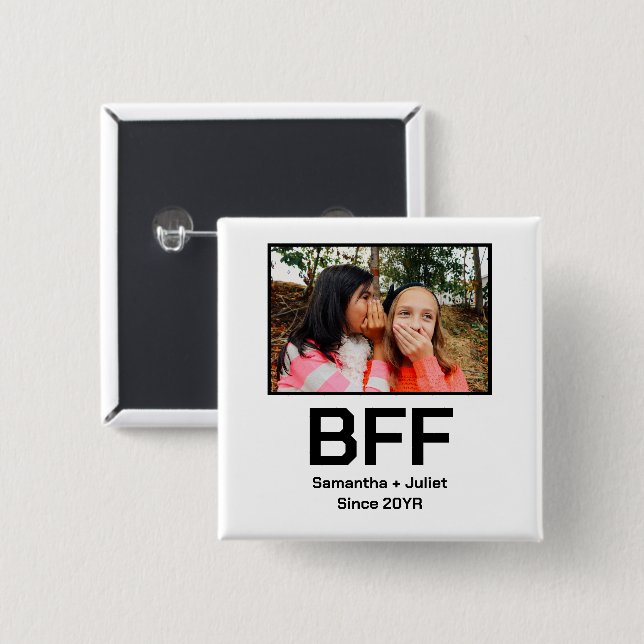 Custom modern best friend forever bff photo button (Front & Back)