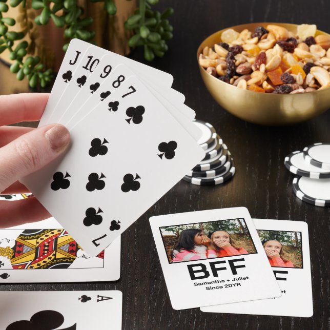 Custom modern best friend forever bff photo poker cards (In Situ)