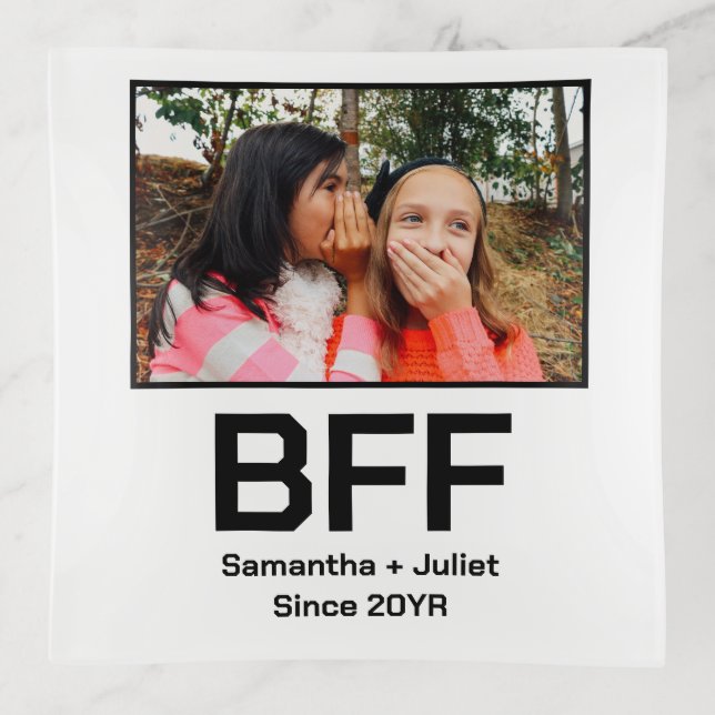 Custom modern best friend forever bff photo trinket tray (Front)