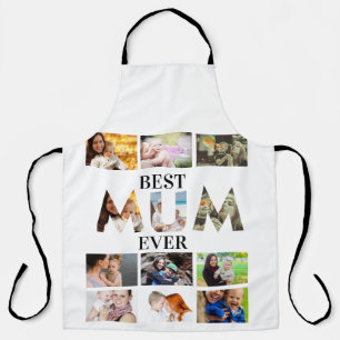 Custom Modern Best Mum Ever 12 Photo Collage Apron