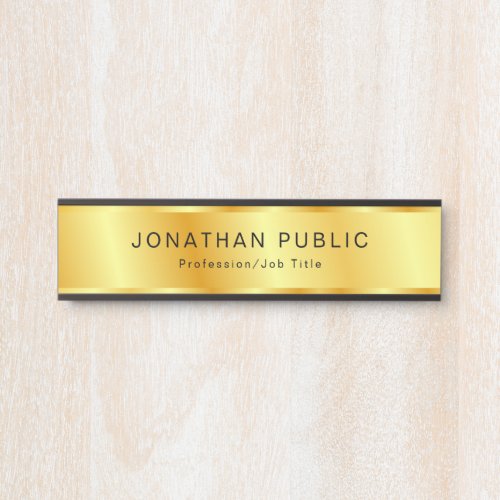 Custom Modern Black And Gold Elegant Template Door Sign
