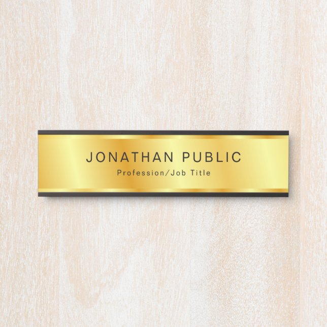 Custom Modern Black And Gold Elegant Template Door Sign (Front)