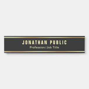 Custom Modern Black And Gold Template Long Door Sign