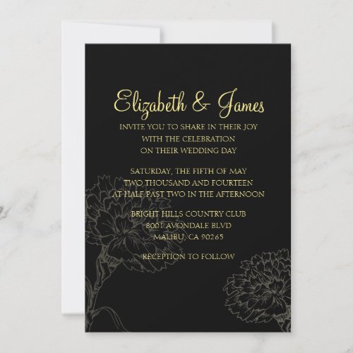 Custom Modern Black and Gold Wedding Invitations