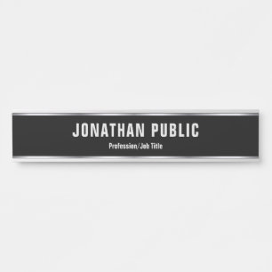 Custom Modern Black And Silver Template Elegant Door Sign