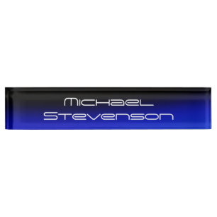 Custom Modern Black Blue Business Nameplate