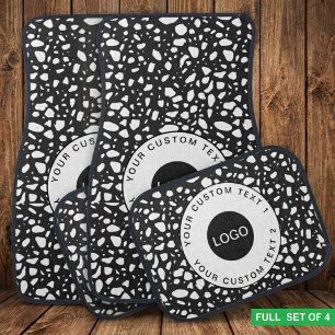 Custom Modern Black Car Floor Mats with Logo Text