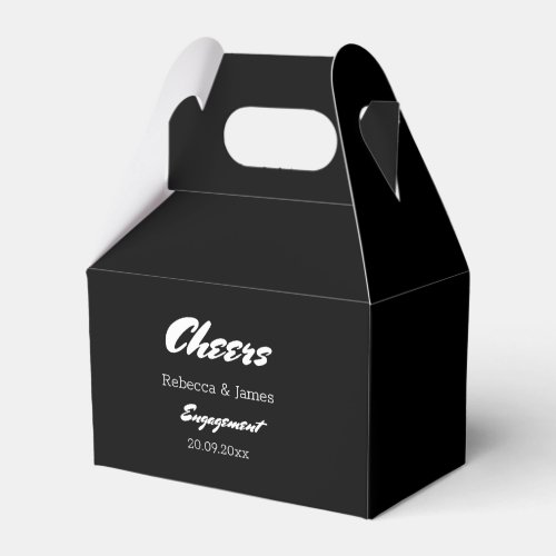 Custom Modern Black Cheers Engagement Wedding  Favor Boxes