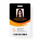 Custom Modern Black Employee ID Card with barcode