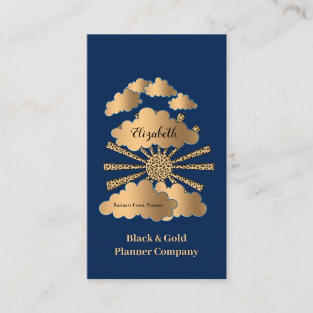 Custom Modern Black Gold Blue Business Corporate Business Card (Front)